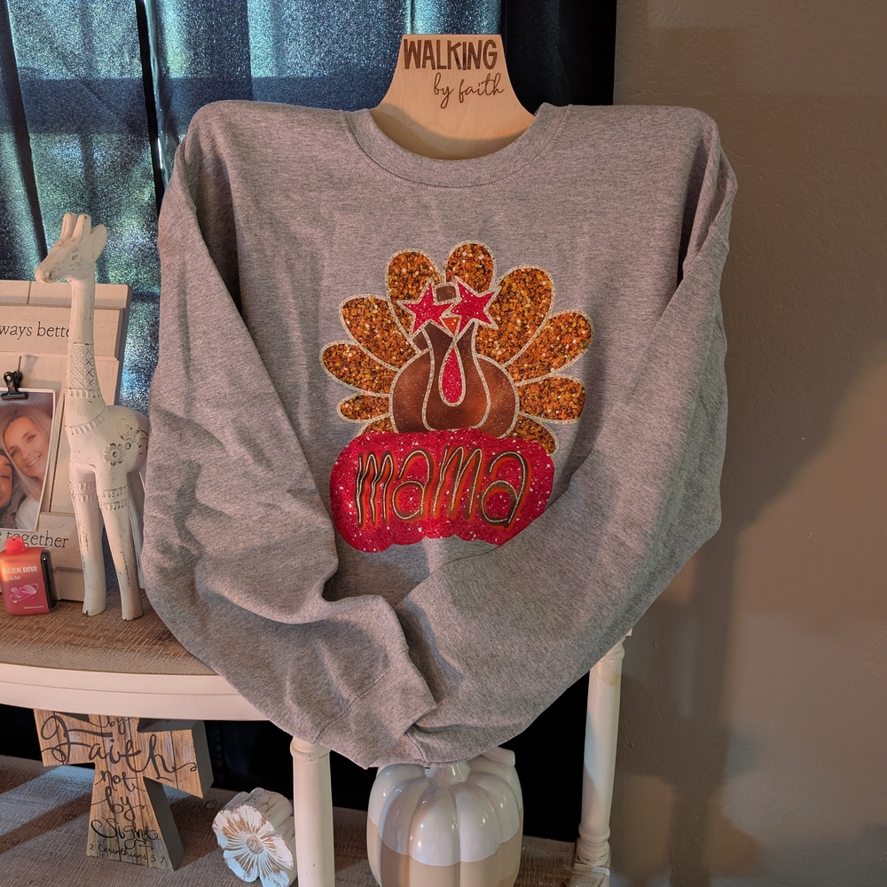 Gray Mama Sweatshirt with Glitter Accents